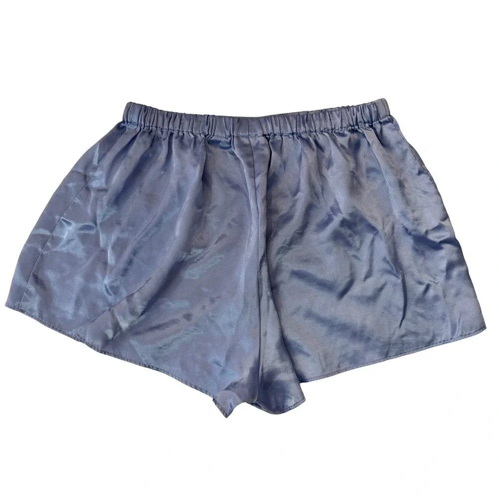 90s Victoria's‎ Secret Satin Sleep Shorts Size M Blue Lingerie Y2K Coquette VTG